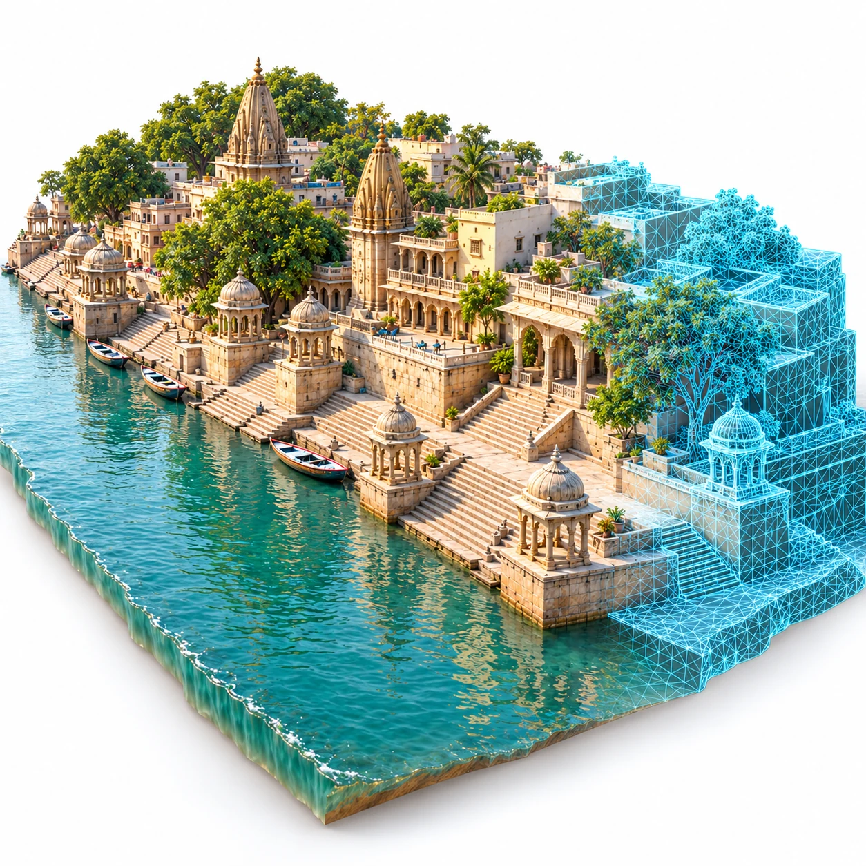 Illustrative textured 3D reconstruction with visible mesh detail