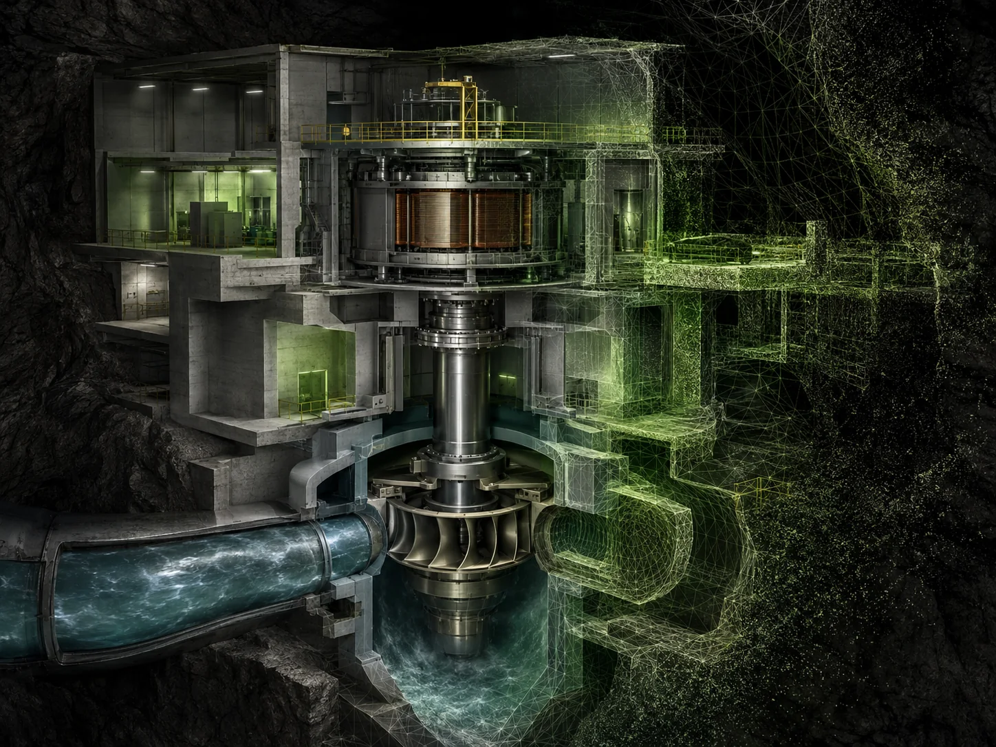 Hydroelectric unit transitioning into a digital twin mesh